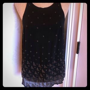 JOIE Black beaded Razor back blouse